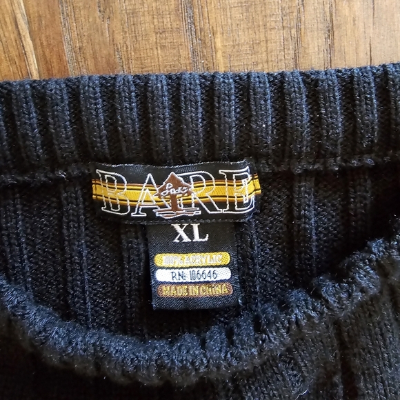 Vintage Bare Mens Retro Sweater XL Black Striped Mock Neck Streetwear Casual - Picture 3 of 5